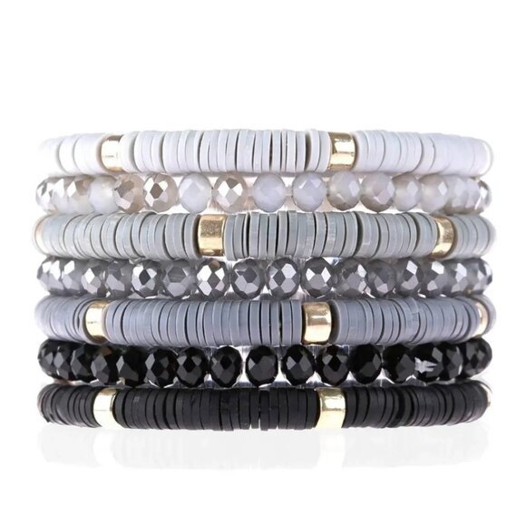 7pc bracelet gray and black set - Picture 2 of 2